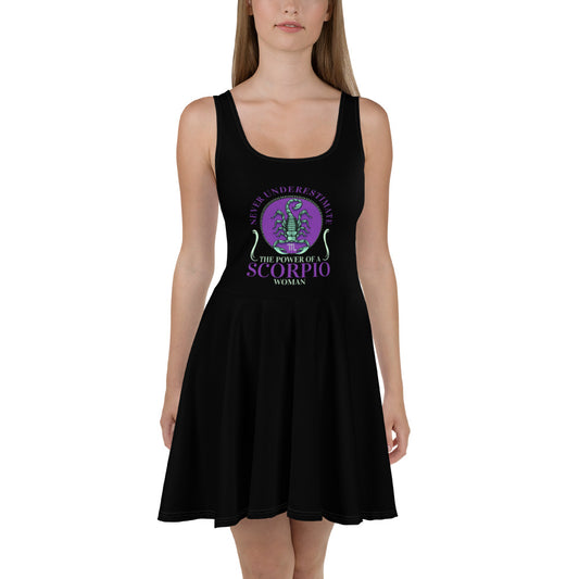 Women Black Scorpio Skater Dress