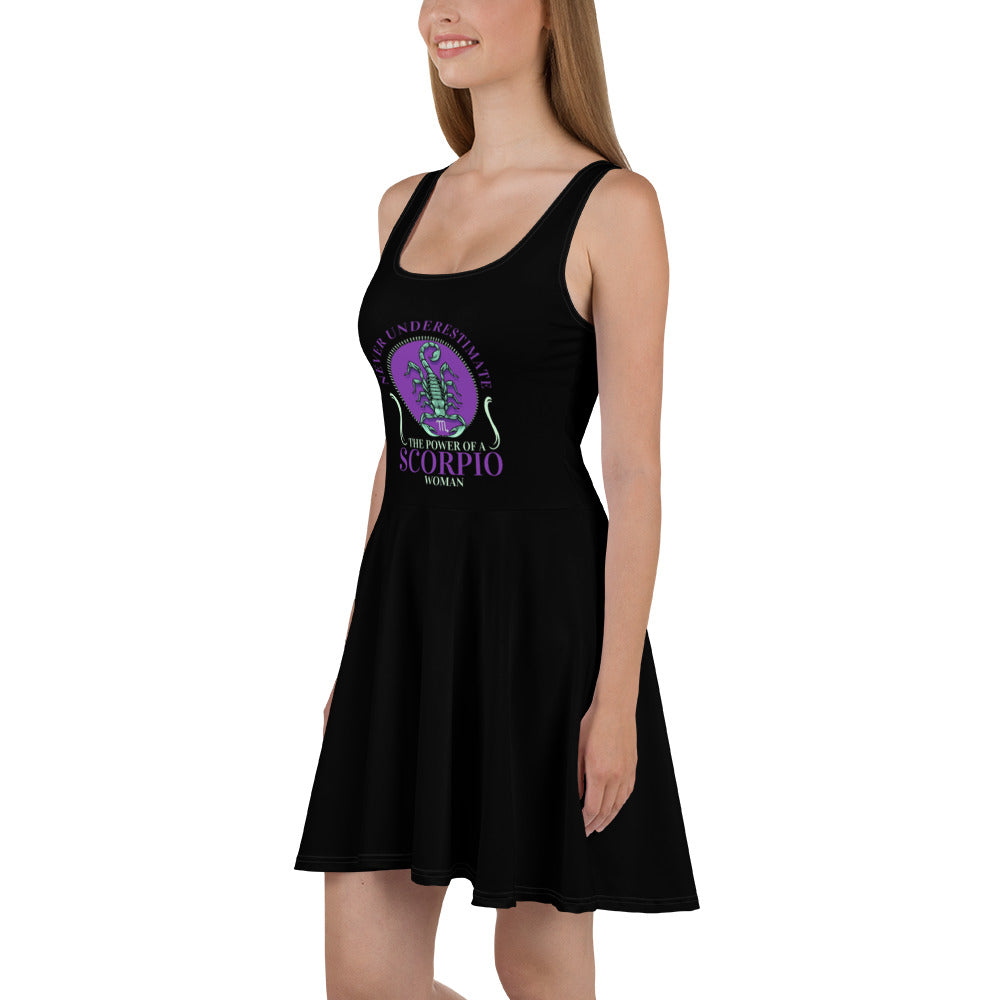 Women Black Scorpio Skater Dress