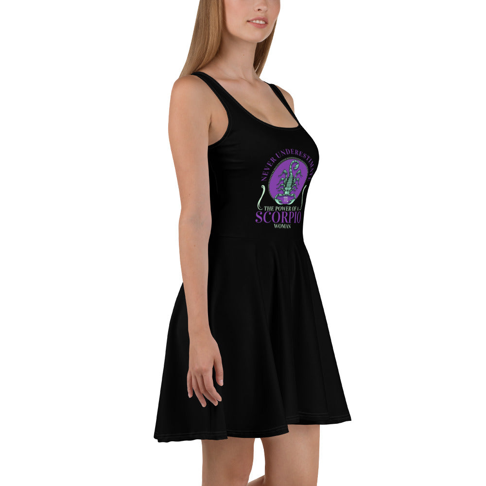 Women Black Scorpio Skater Dress