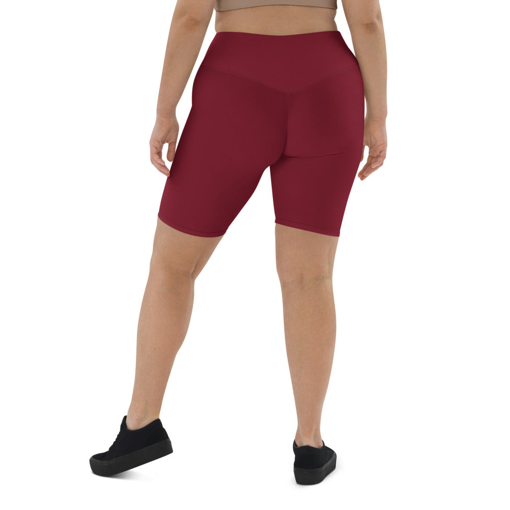 Women Burgundy Biker Shorts