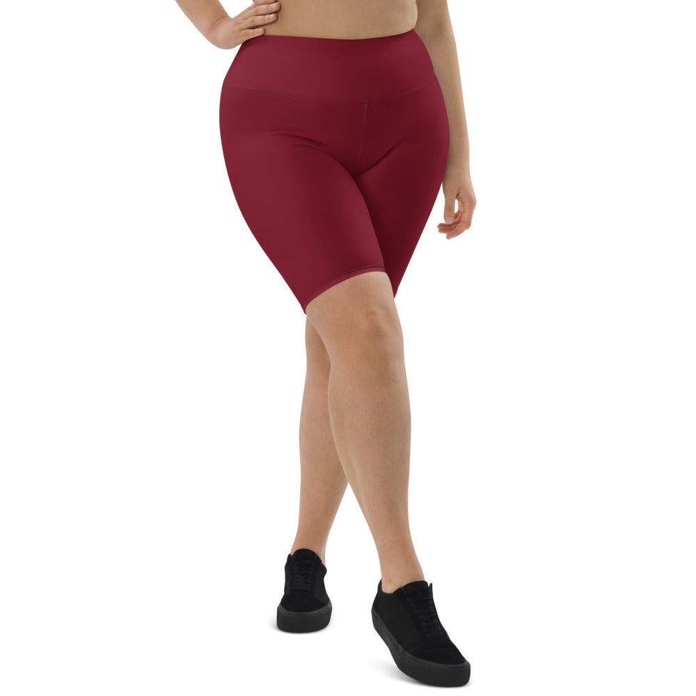 Women Burgundy Biker Shorts