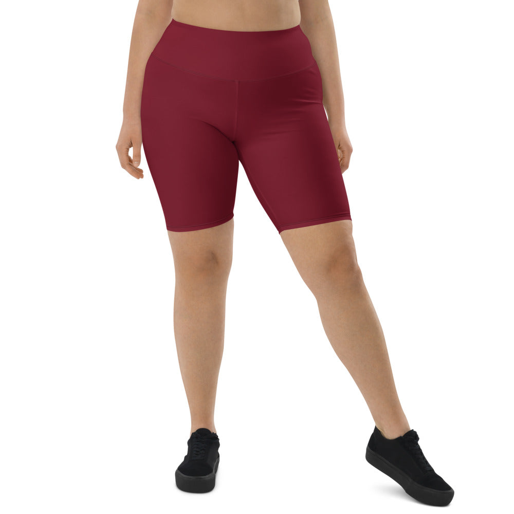 Women Burgundy Biker Shorts