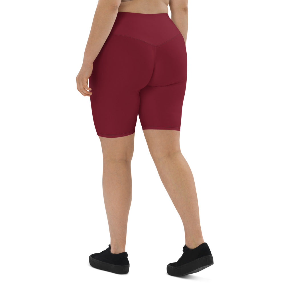 Women Burgundy Biker Shorts