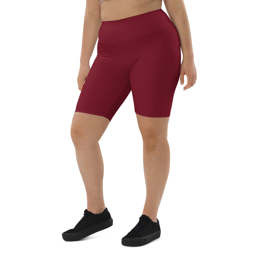 Women Burgundy Biker Shorts