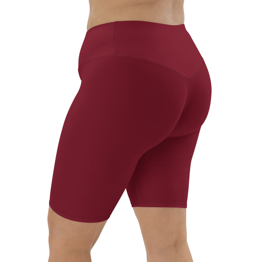 Women Burgundy Biker Shorts