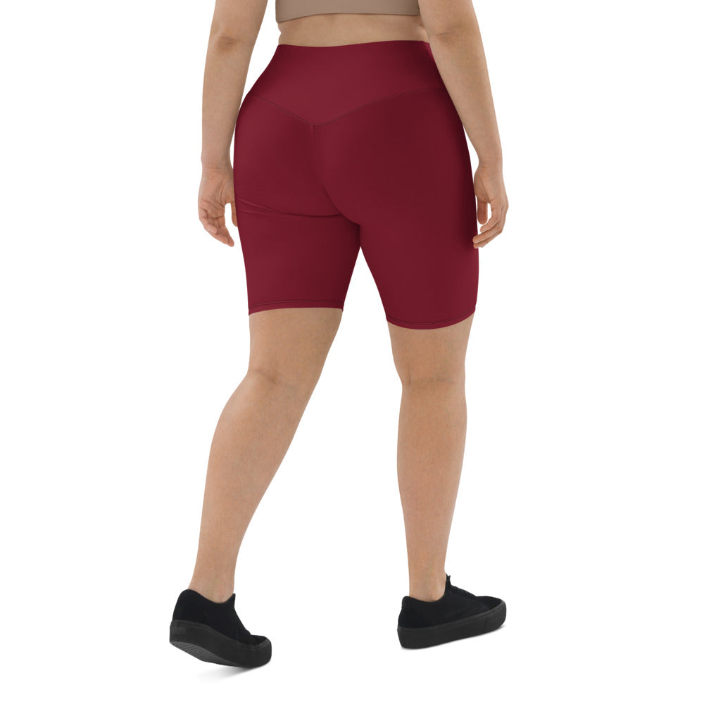 Women Burgundy Biker Shorts