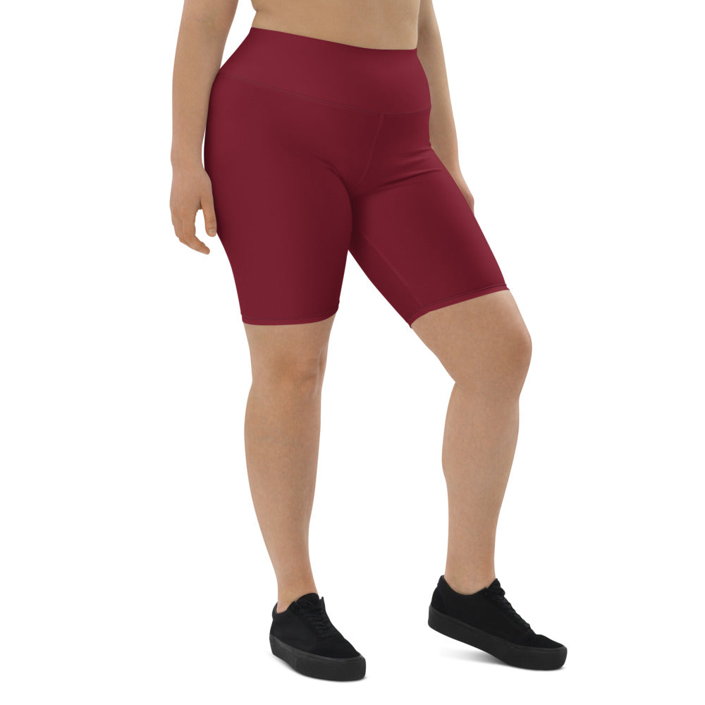 Women Burgundy Biker Shorts