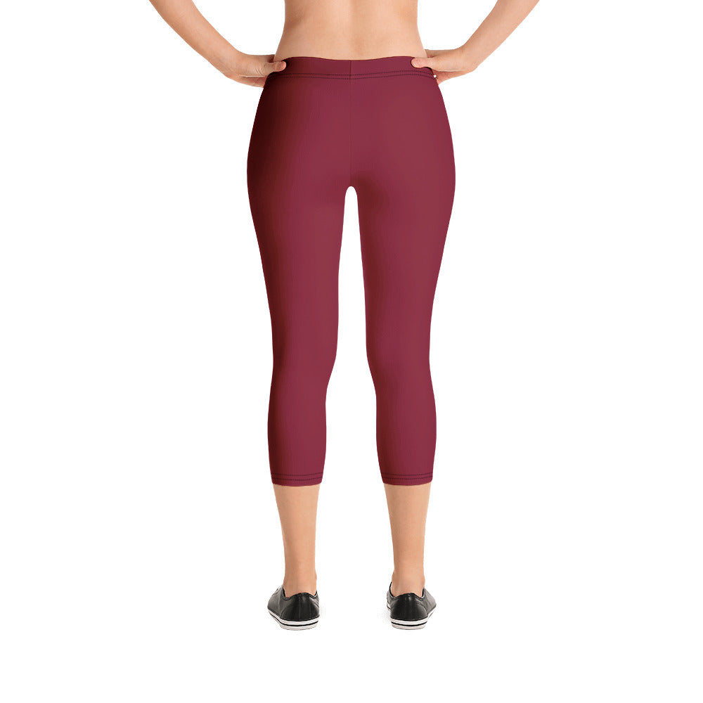 Women Burgundy Capri Leggings