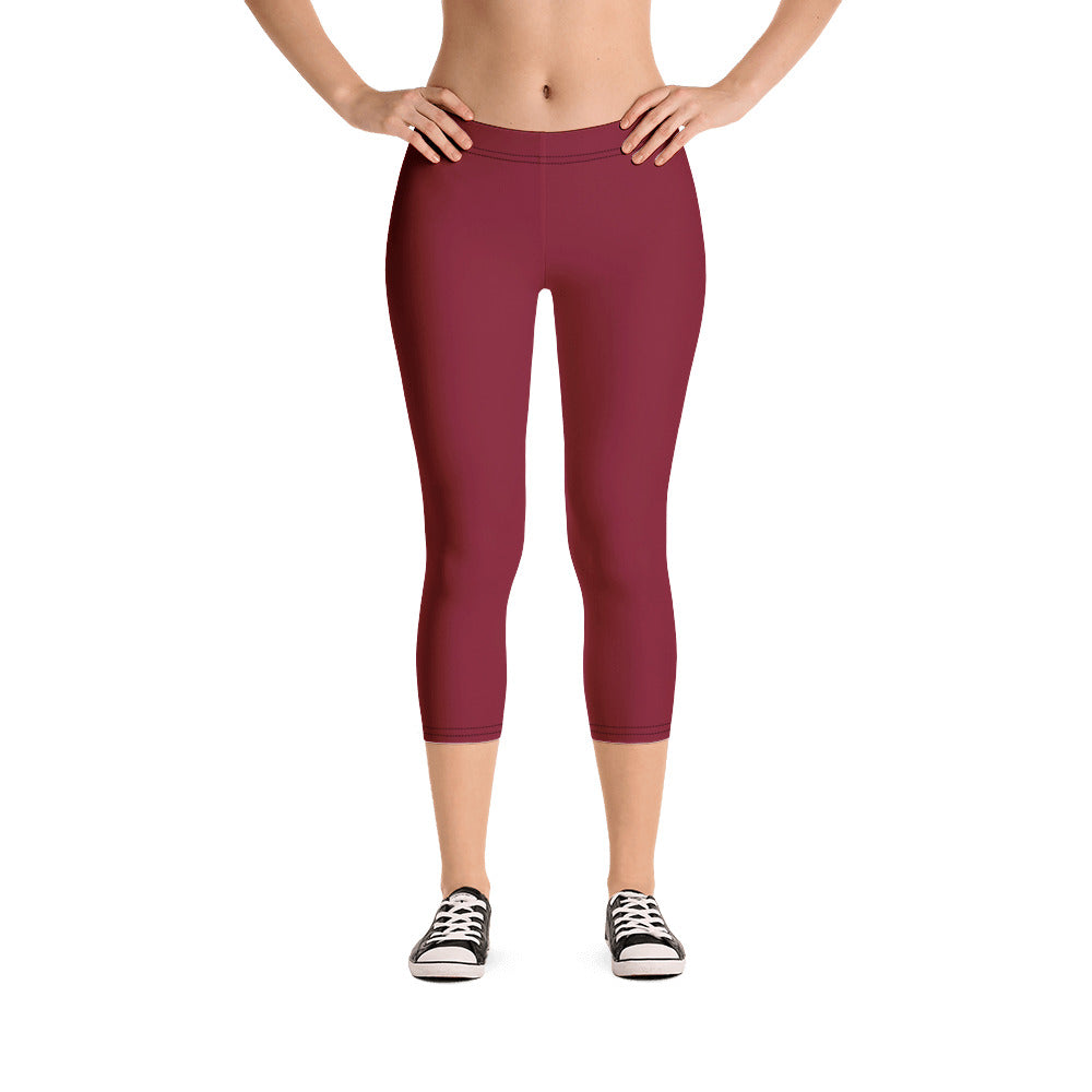 Women Burgundy Capri Leggings