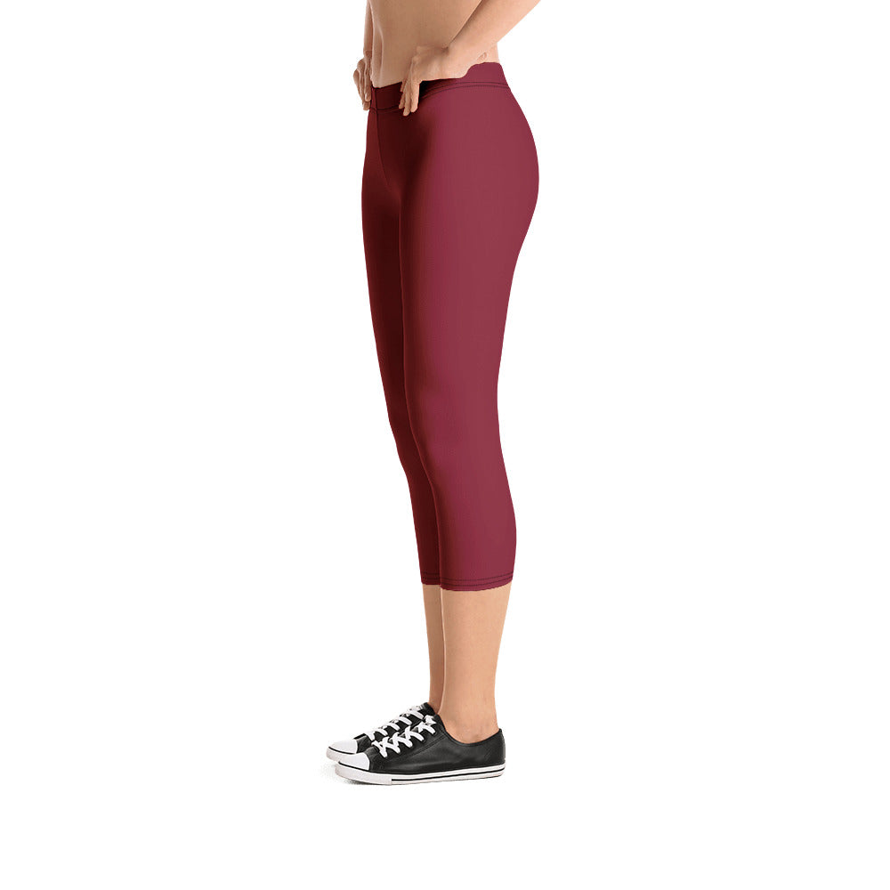 Women Burgundy Capri Leggings