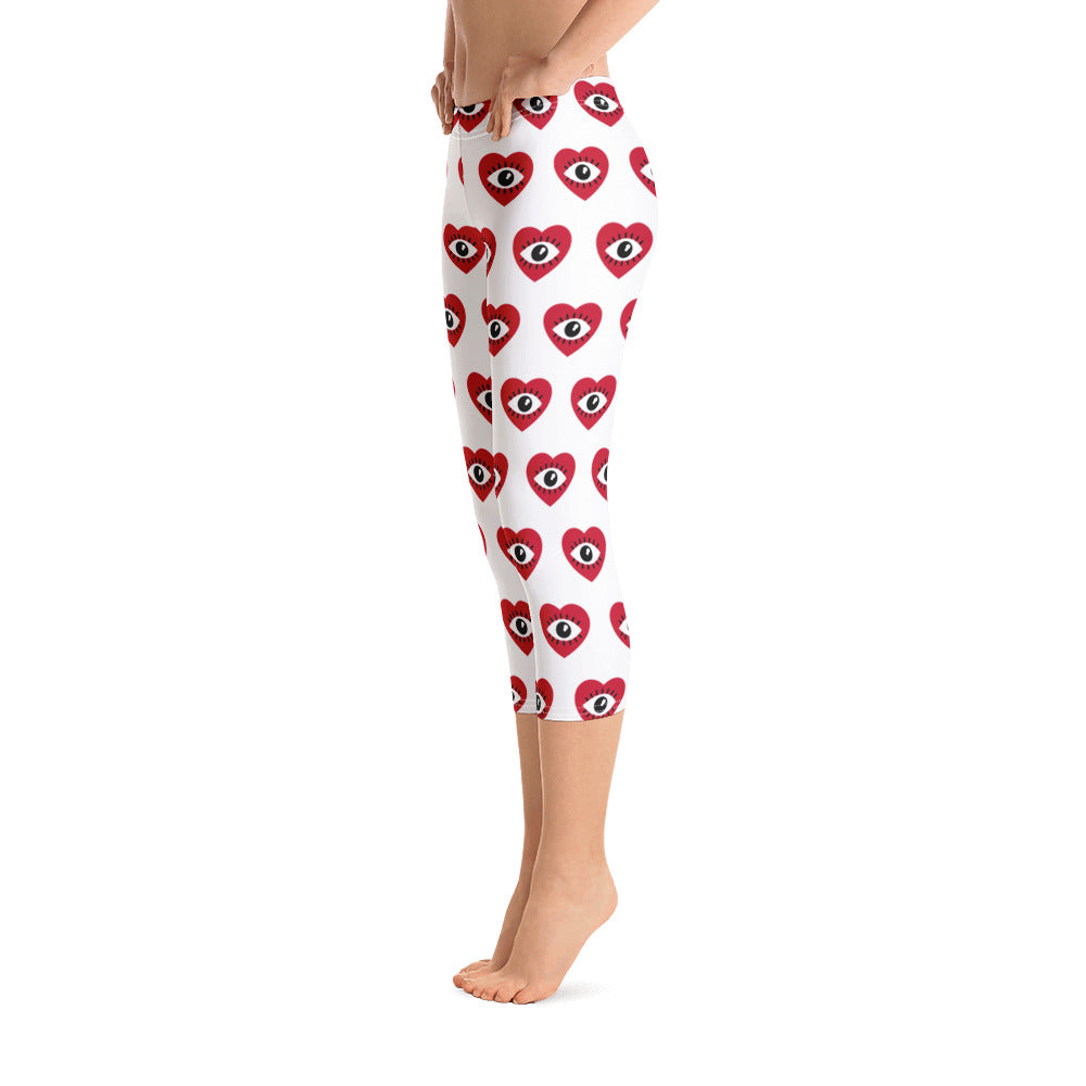 Women Love Eye Capri Leggings