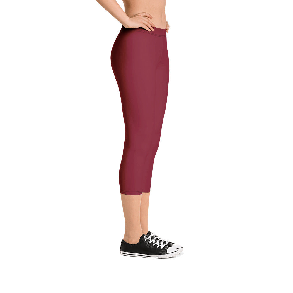 Women Burgundy Capri Leggings