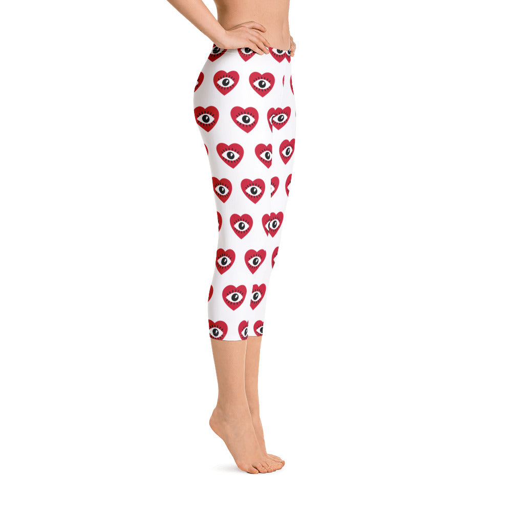 Women Love Eye Capri Leggings