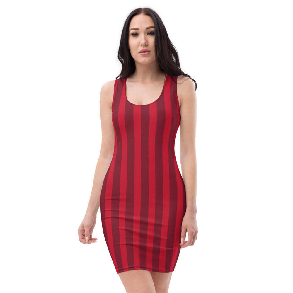 Women Red Striped Casual Dress