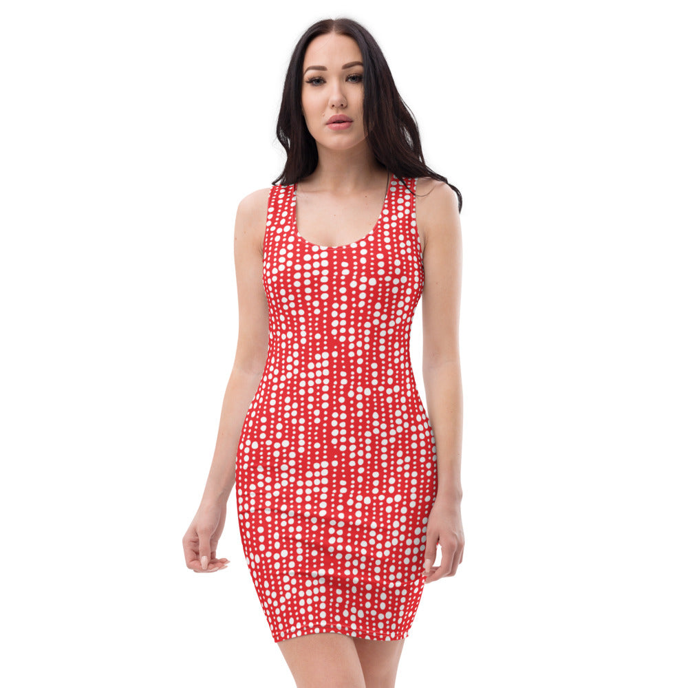 Women Red Polkadot Sublimation Dress