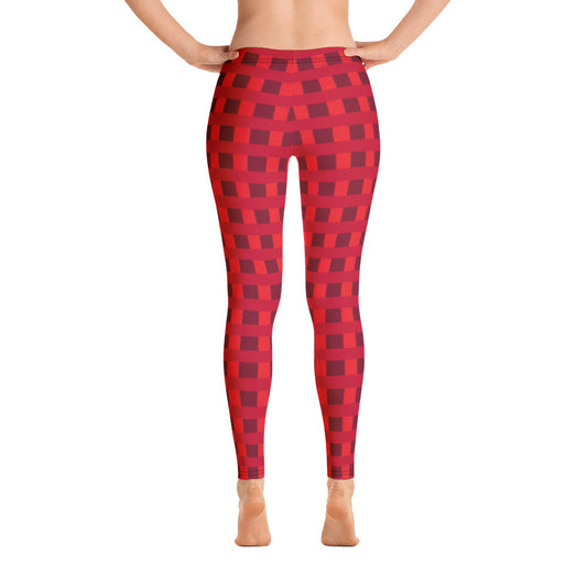 Women Red Block Leggings