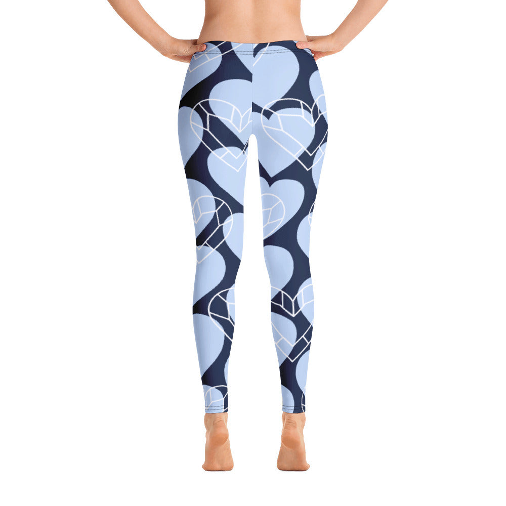 Women Blue Heart Leggings