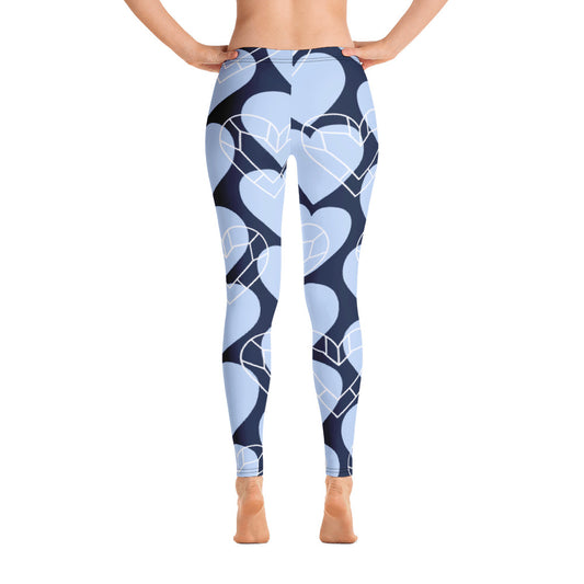 Women Blue Heart Leggings