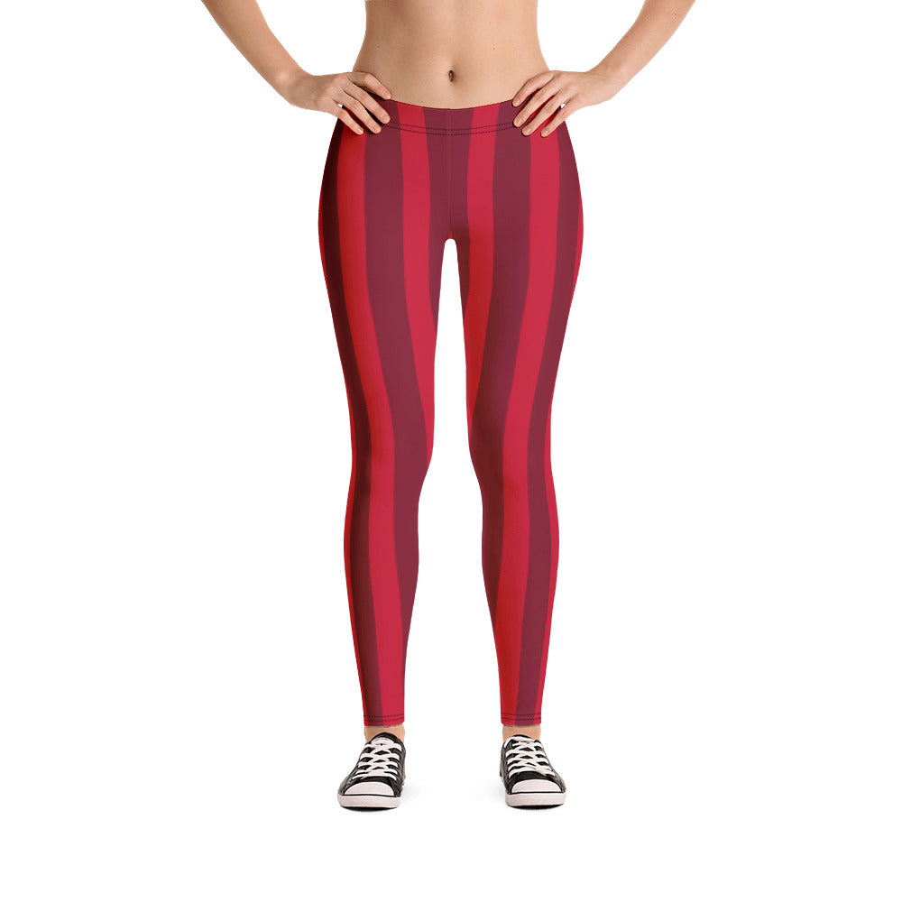 Women Red Striped Leggings