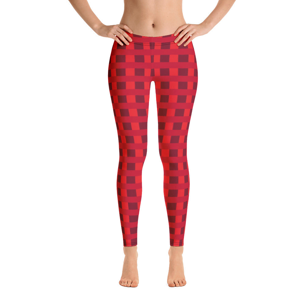 Women Red Block Leggings