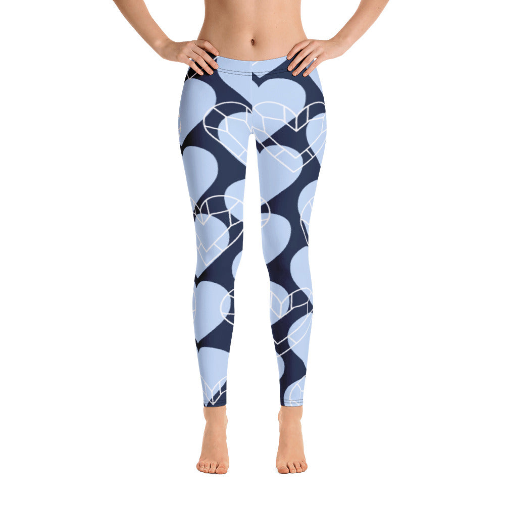 Women Blue Heart Leggings