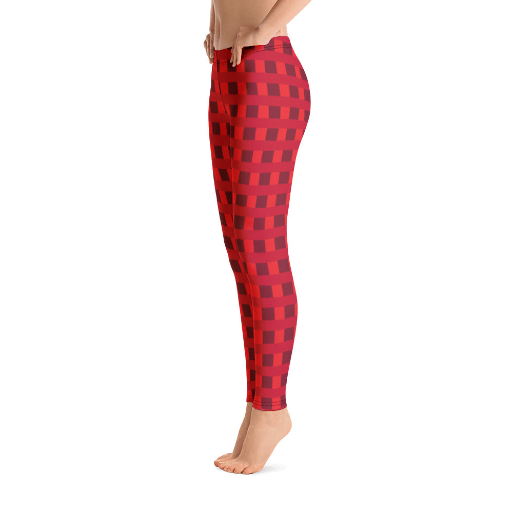 Women Red Block Leggings