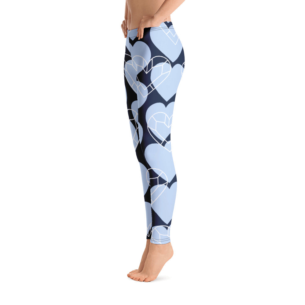 Women Blue Heart Leggings