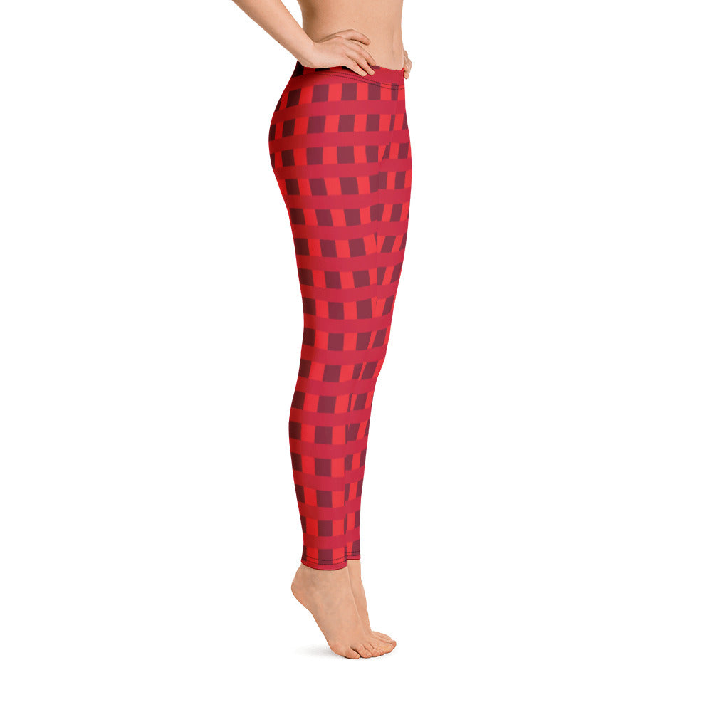 Women Red Block Leggings