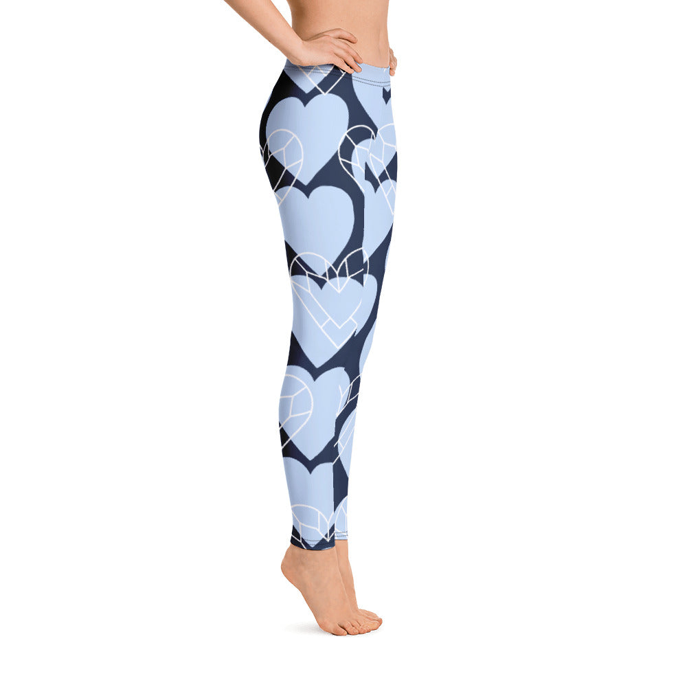 Women Blue Heart Leggings