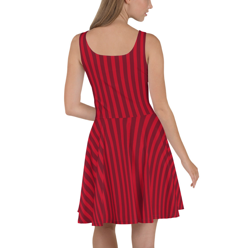 Women Red Striped Skater Dress