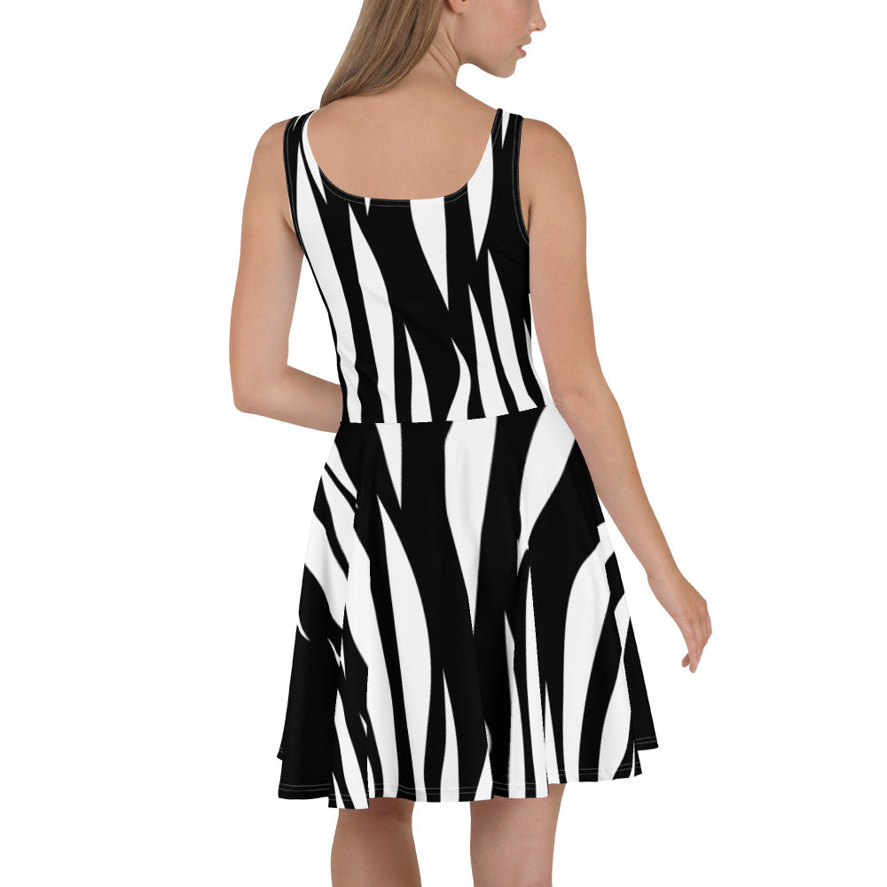 Women Zebra Striped Skater Dress