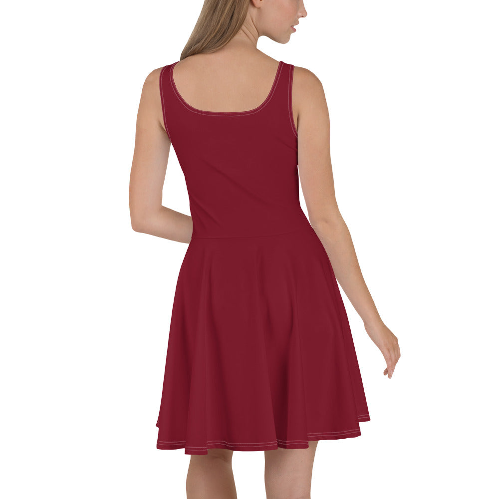 Women Burgundy Skater Dress