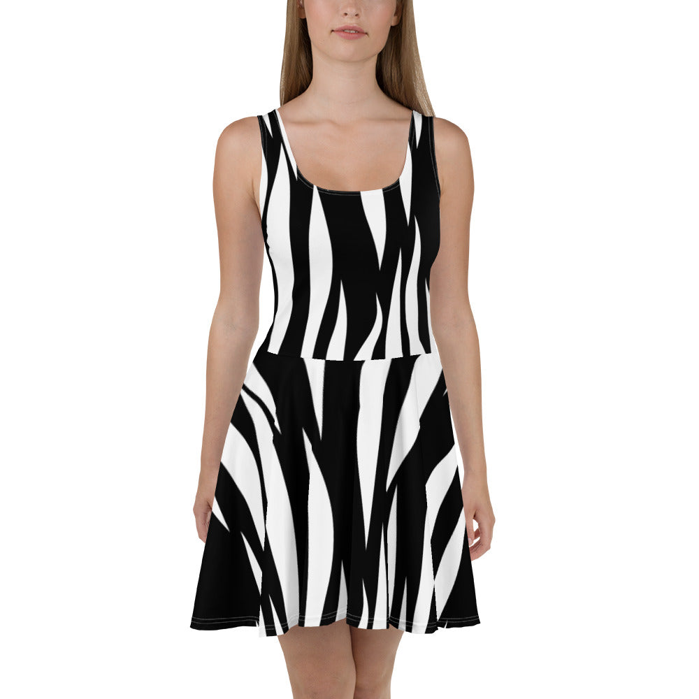 Women Zebra Striped Skater Dress