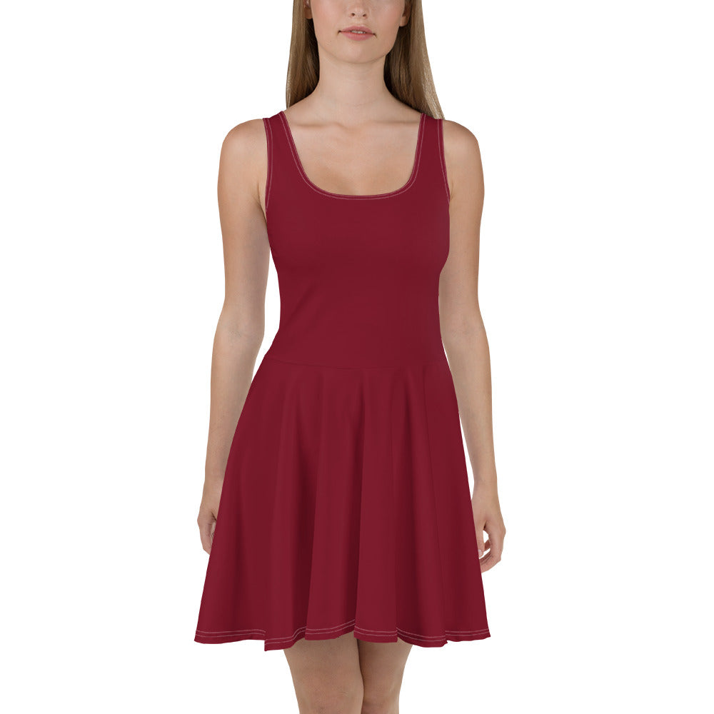 Women Burgundy Skater Dress