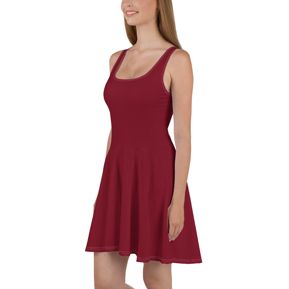 Women Burgundy Skater Dress