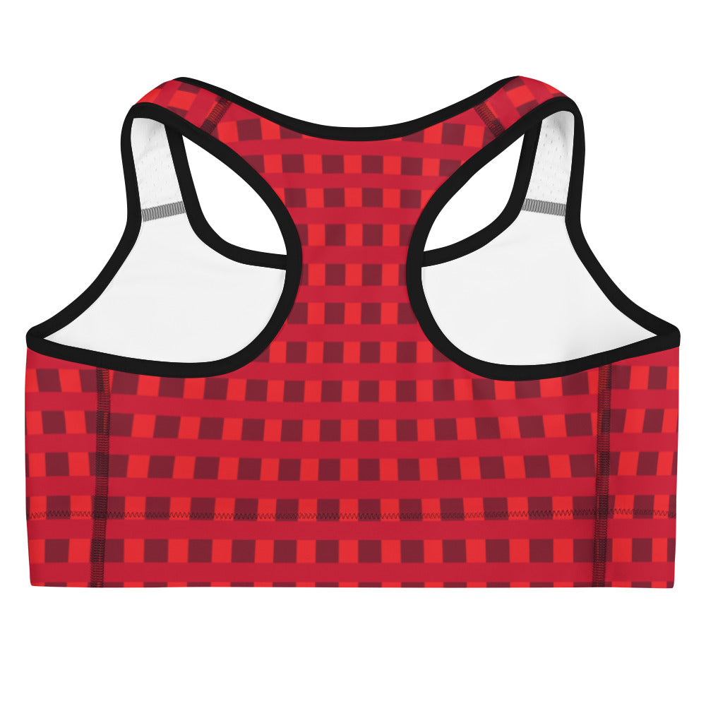 Women Red Block Sports Bra