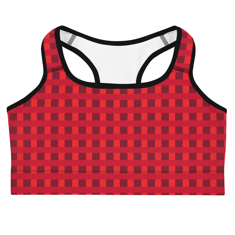 Women Red Block Sports Bra