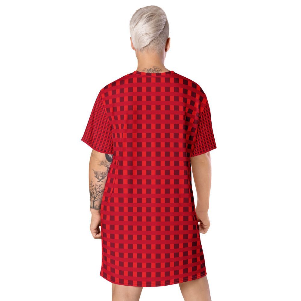 Women Red Block T-Shirt Dress