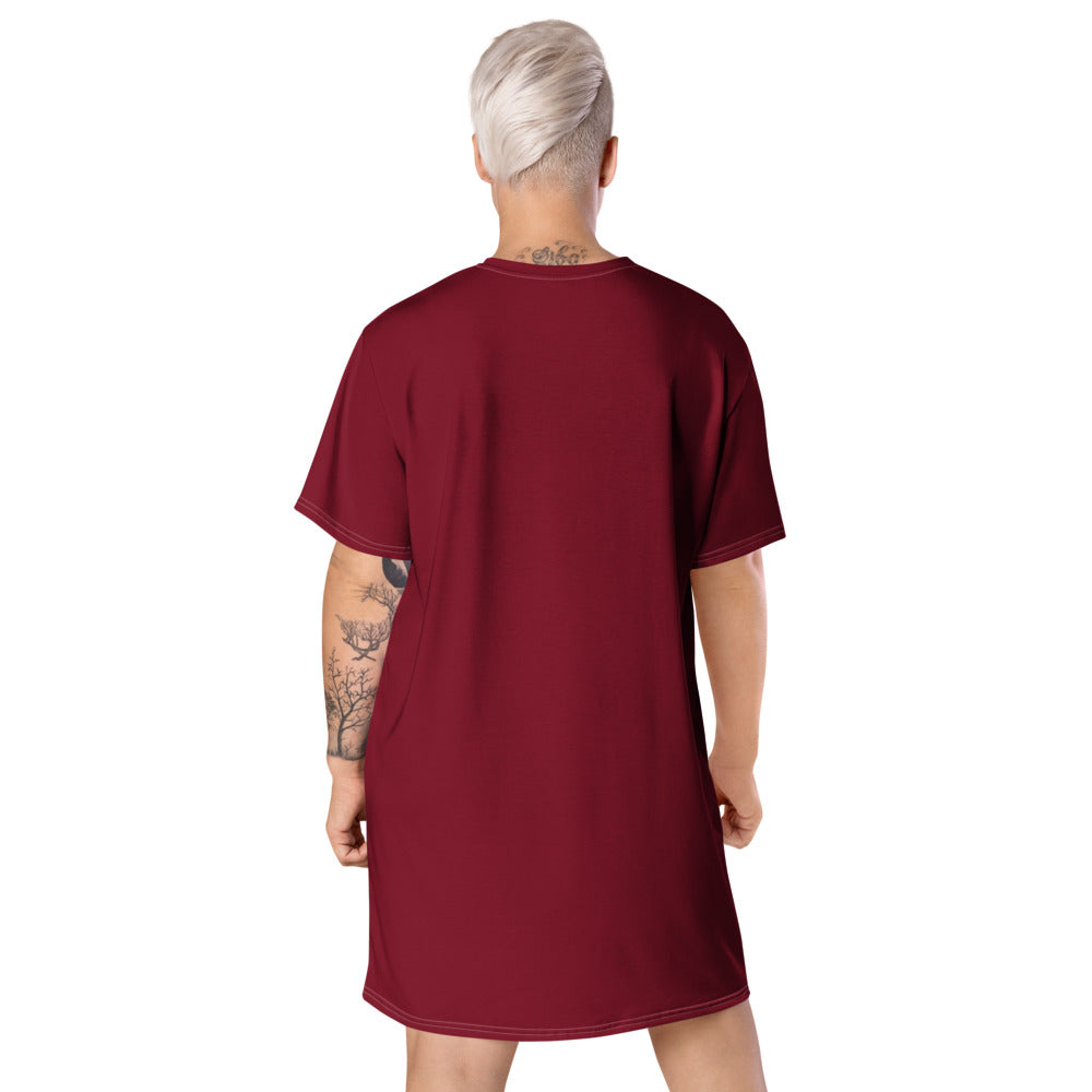 Women Burgundy T Shirt dress