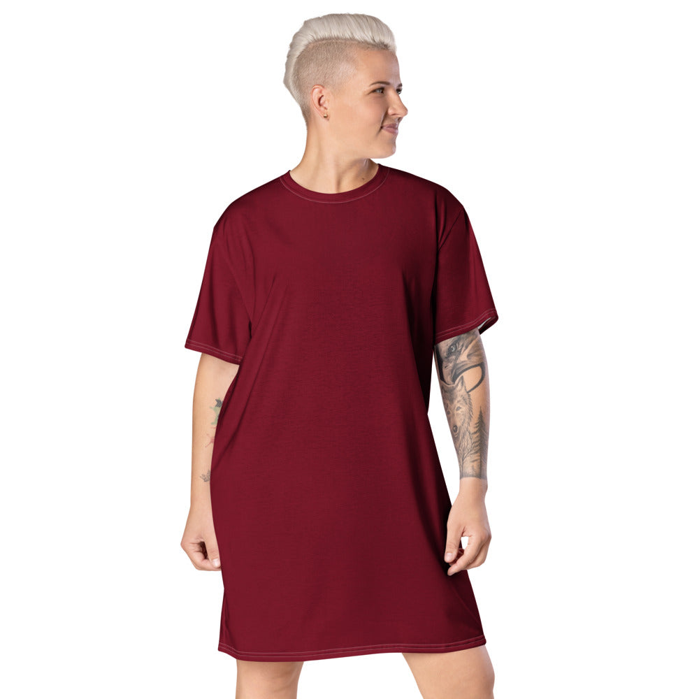 Women Burgundy T Shirt dress