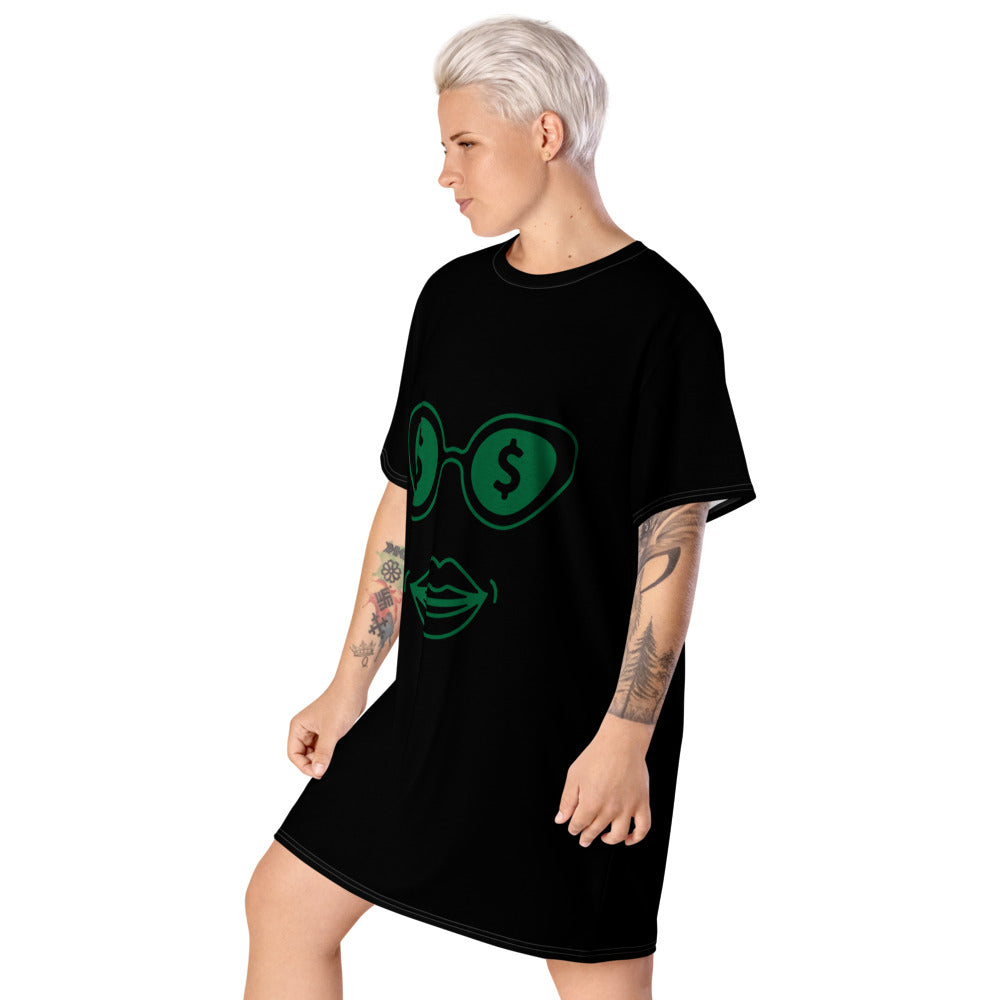 Women Black Money Talk T Shirt Dress