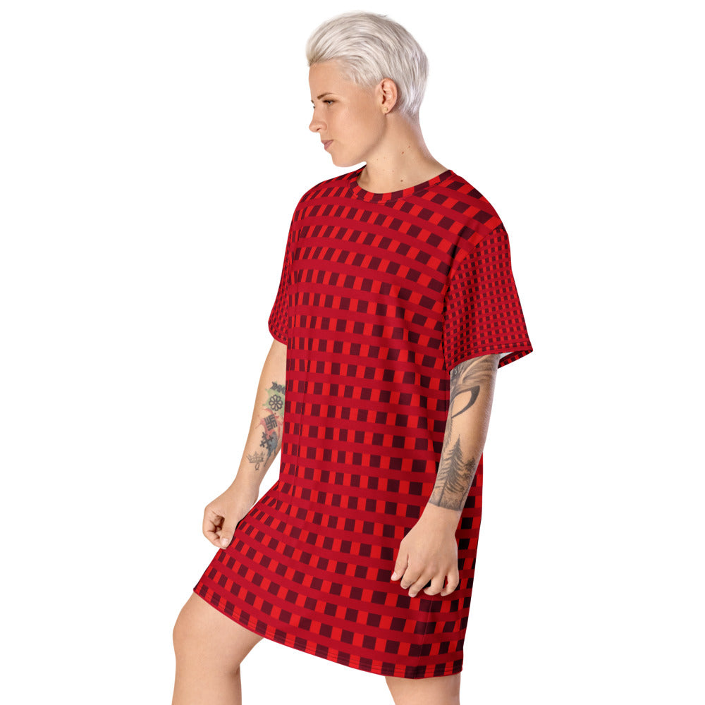 Women Red Block T-Shirt Dress