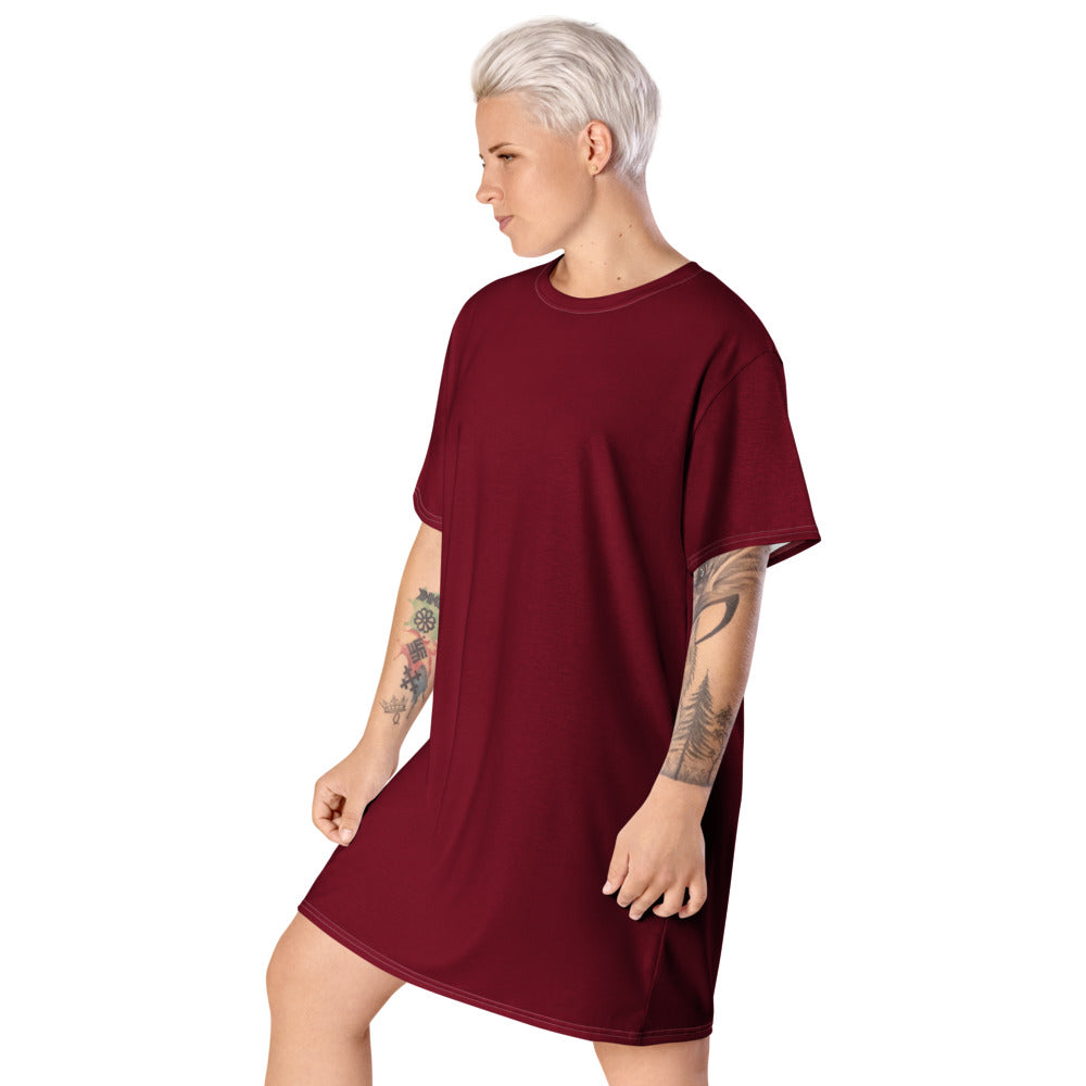 Women Burgundy T Shirt dress