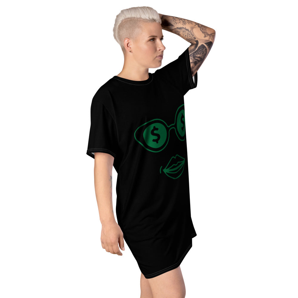 Women Black Money Talk T Shirt Dress