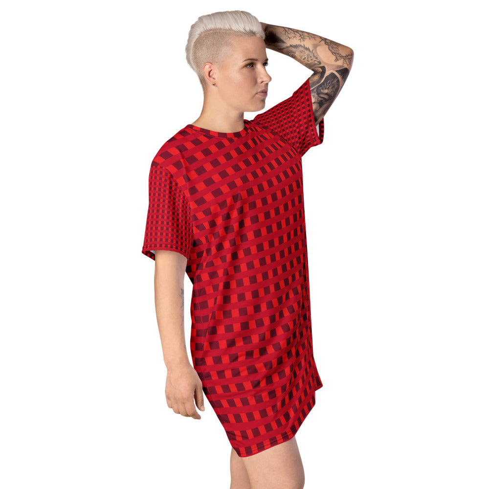 Women Red Block T-Shirt Dress