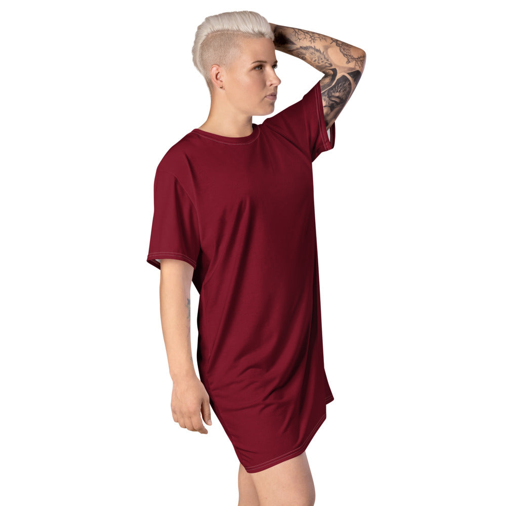 Women Burgundy T Shirt dress