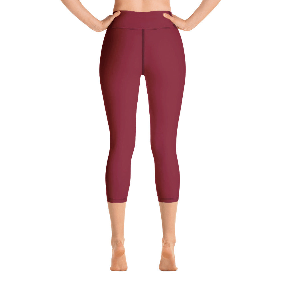 Women Burgundy Yoga Capri Leggings