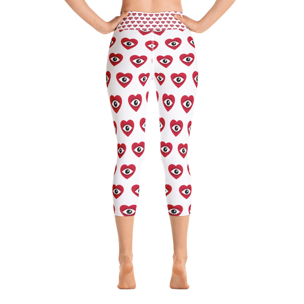 Women Love Eye Yoga Capri Leggings