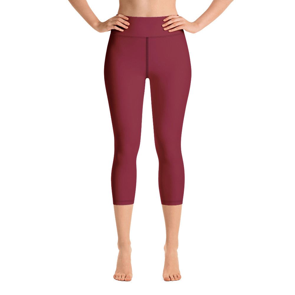 Women Burgundy Yoga Capri Leggings