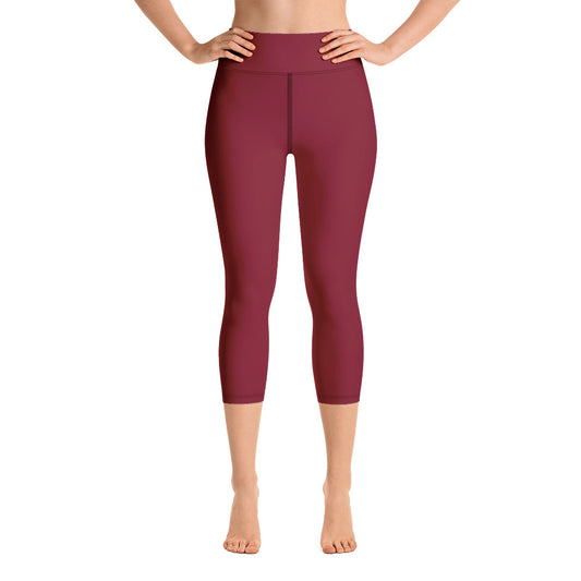 Women Burgundy Yoga Capri Leggings